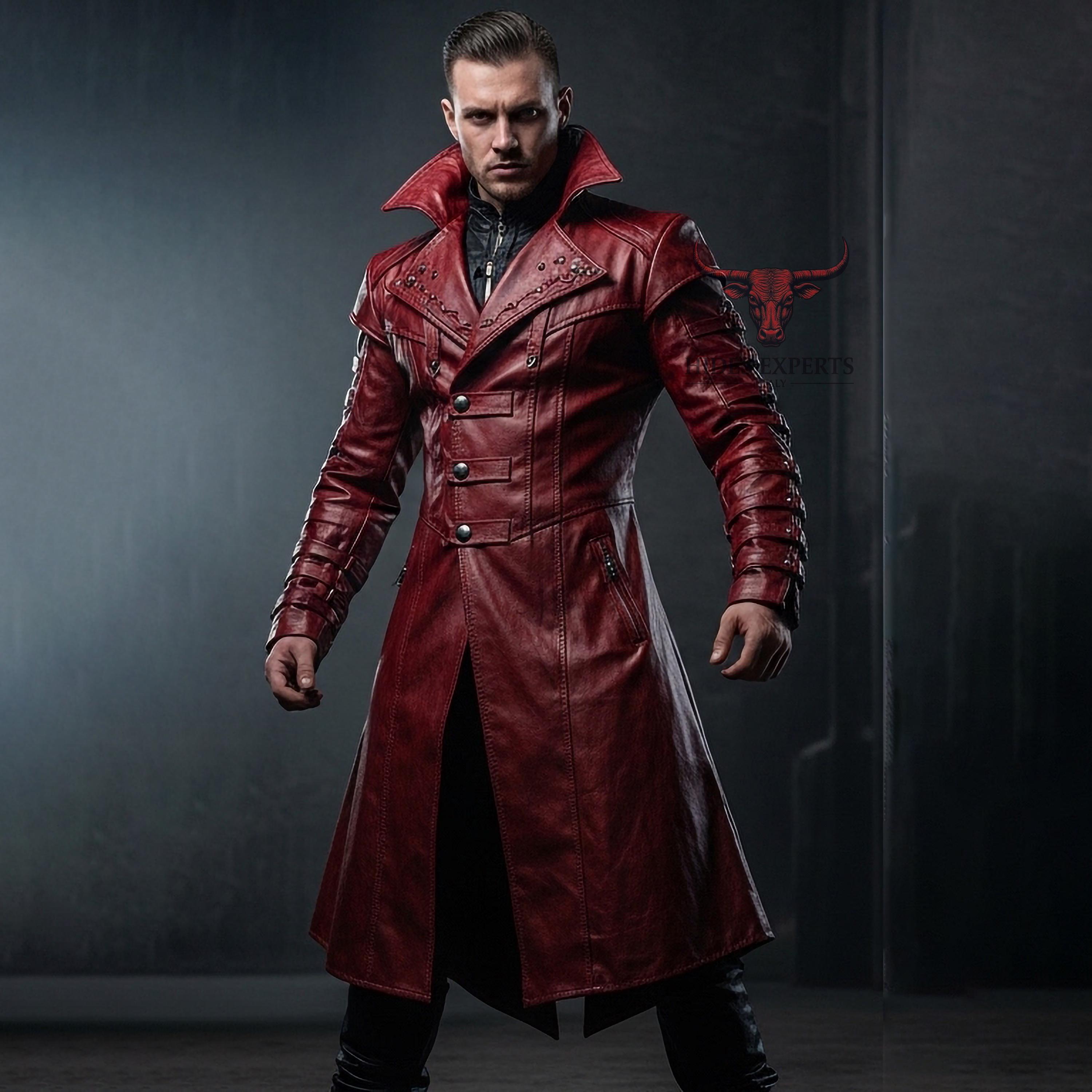 Red leather trench - Etsy 日本