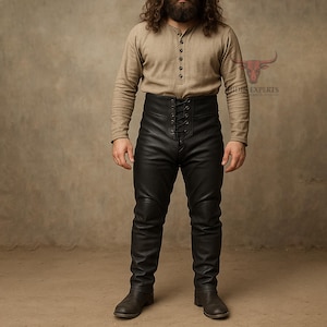 Custom Black Leather Cosplay Pants for Men | Men&#39;s Leather Costume Pants | Black Leather Cosplay Trousers | Italian Leather Cosplay Pants