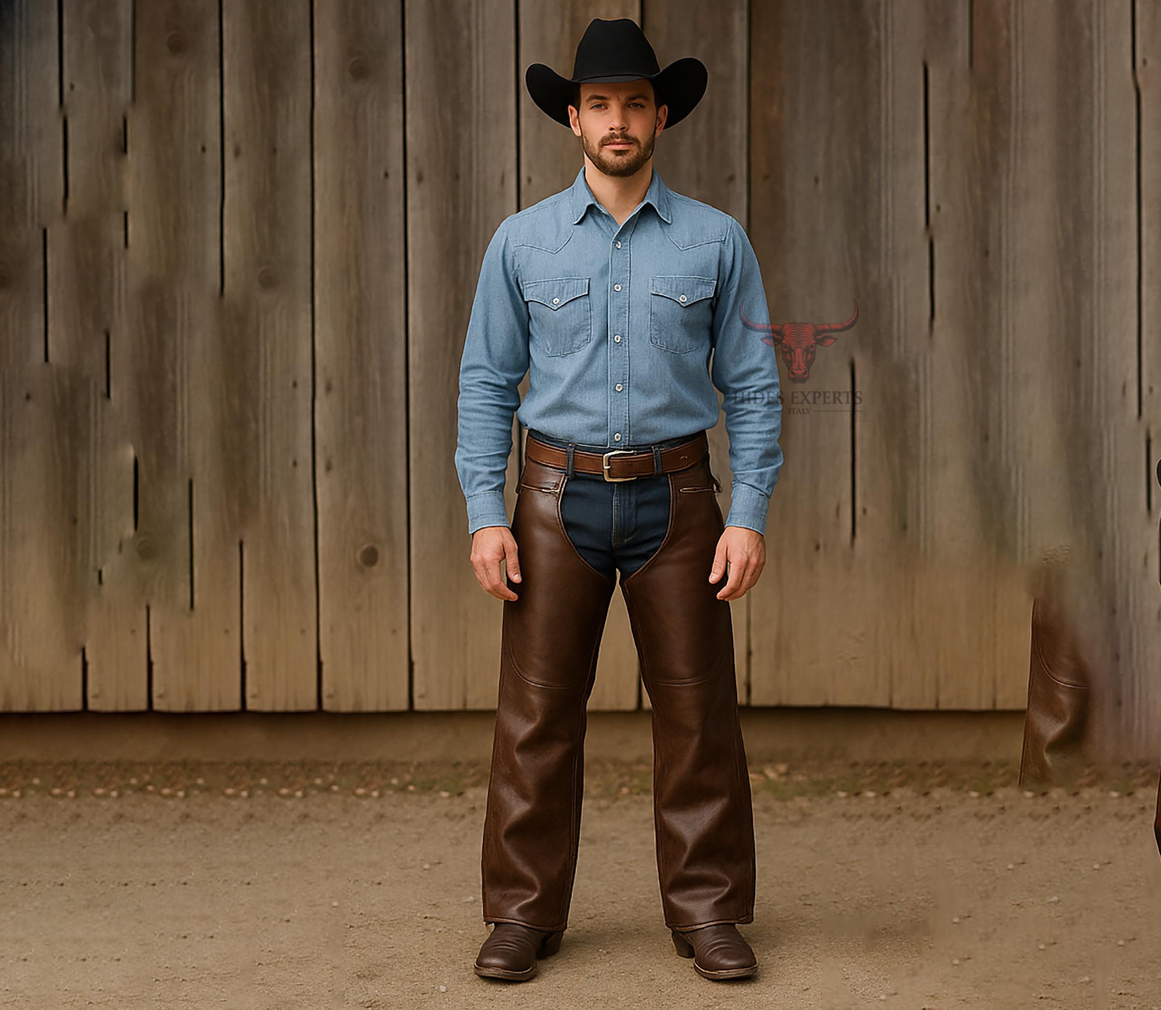 Chaps En Daim Véritable Cuir Marron – Barnstable Riding – Taille L – Fabriqués USA