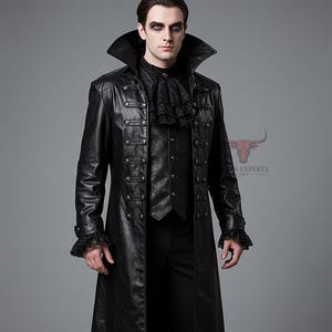 Custom Made Medieval Vampire Leather Suit for Men | Black Leather Halloween Long Coat | Classic Gothic Cosplay Jacket - Gift For Him - Gifts
