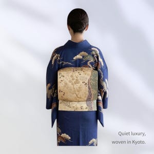 Kano Kou Nishijin Silk Fukuro Obi: Gold Brocade with Pine  and Floral Motifs – A Masterpiece of "Modern Classic" Elegance