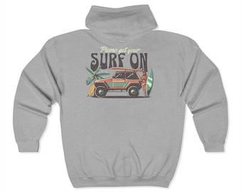 Sweat à capuche Surfer Vibes, sweat-shirt zippé Beach Life, veste de surf Ocean Sunset, vêtements de surf côtier, sweat à capuche Pismo Beach, sweat à capuche de surf unisexe