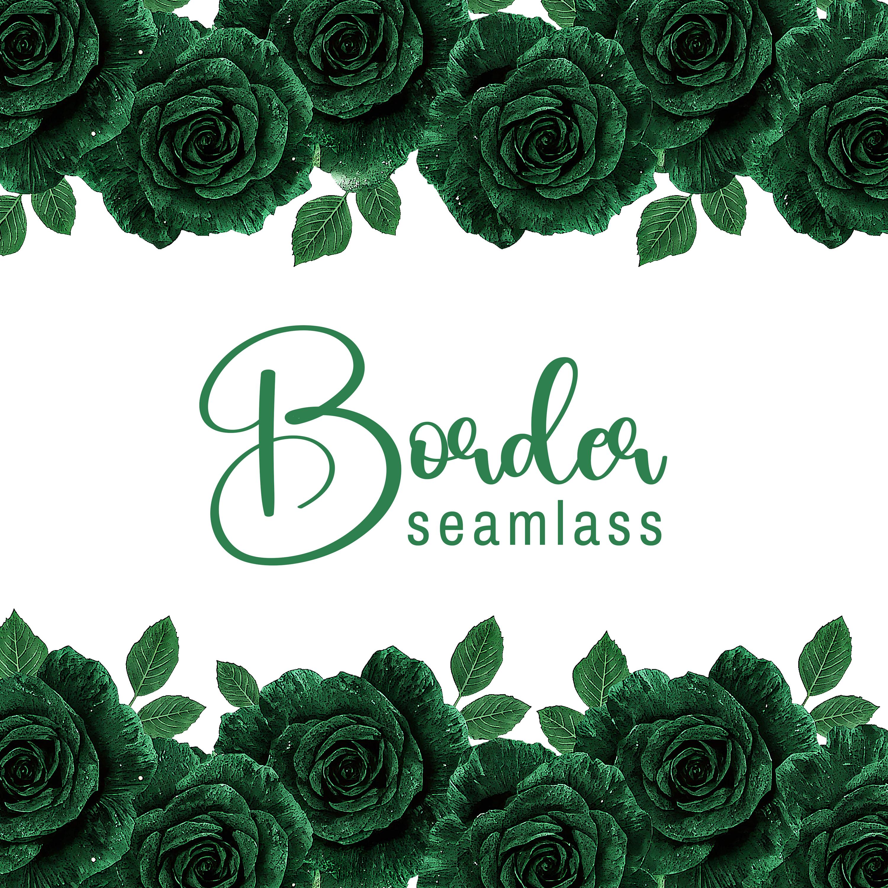 Emerald Green Rose Seamless Border | Luxury Floral Botanical Border ...