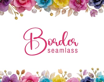 Watercolor Floral Border | Rainbow Flower Clipart (PNG)