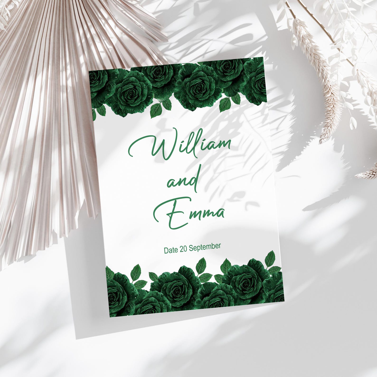 Emerald Green Rose Seamless Border | Luxury Floral Botanical Border ...