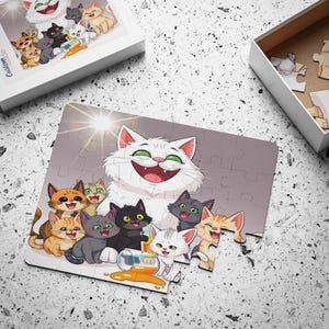 Cat Puzzle, 30 piece puzzle, Holiday Gift Idea for Toddlers, Large Pieces Puzzle for Young Kids, Montessori Gift for Kids, cute cat Puzzle
