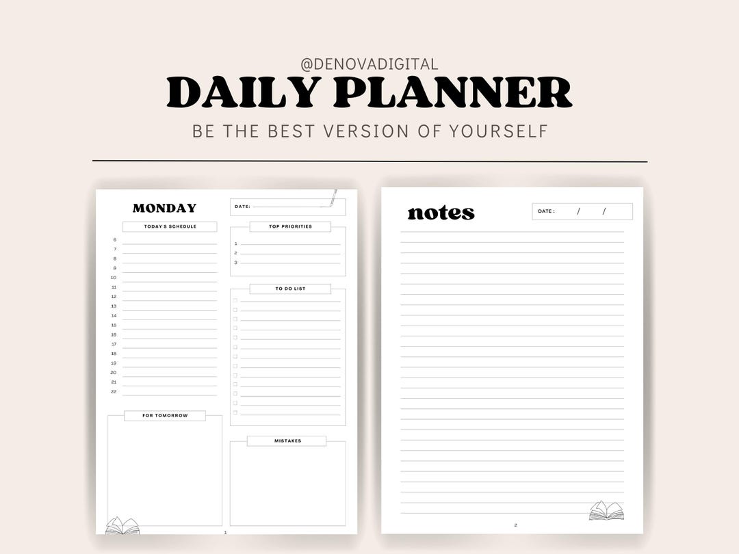 Daily Planner Printable | Printable to Do List | Daily Hourly Schedule ...