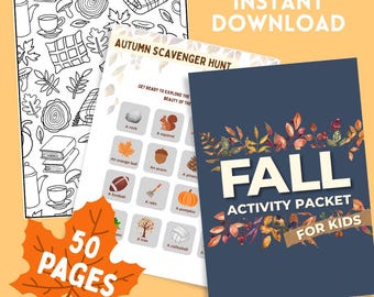 Fall Activity Packet: 50 Printable Pages, Games, Coloring (PDF)