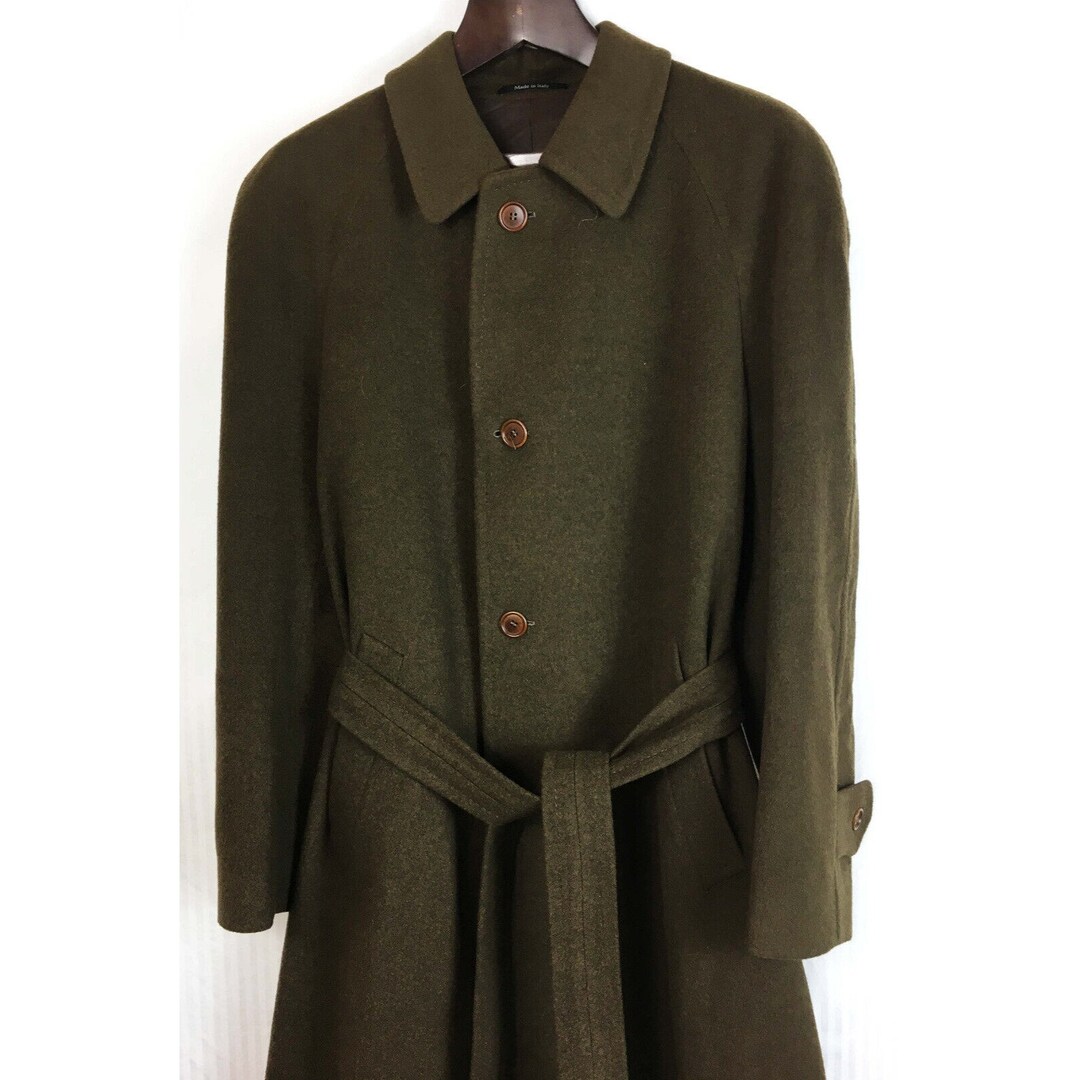 Sz 50 Alfred Dunhill Pure Cashmere Belted Coat Olive Army - Etsy