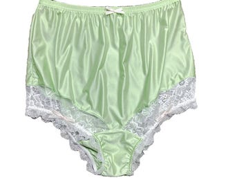 1X 2X 3X Mushroom Gusset Granny Panty Silky Nylon Satin Brief Sissy Lounge Boudoir