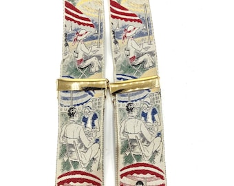 Trafalgar Novelty Print Suspenders Braces Art Deco Cafe Flapper Patio Dining