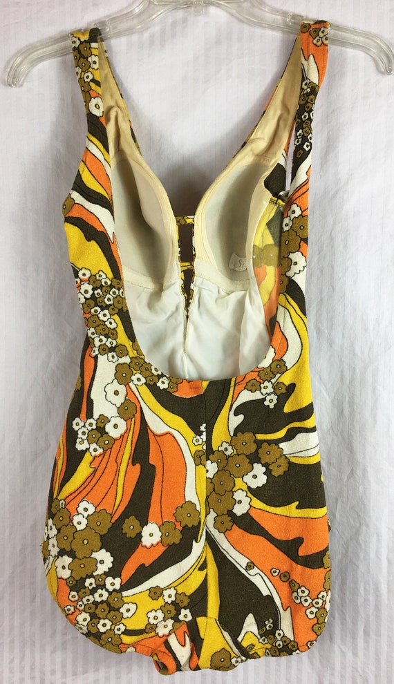 Vintage 60s Op Art Funky Foxy Brown Swimsuit - image 2