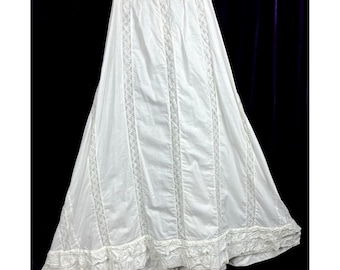 NICE Edwardian Lace Stripe Chevron Summer skirt ruffle hem wedding tea Cotton
