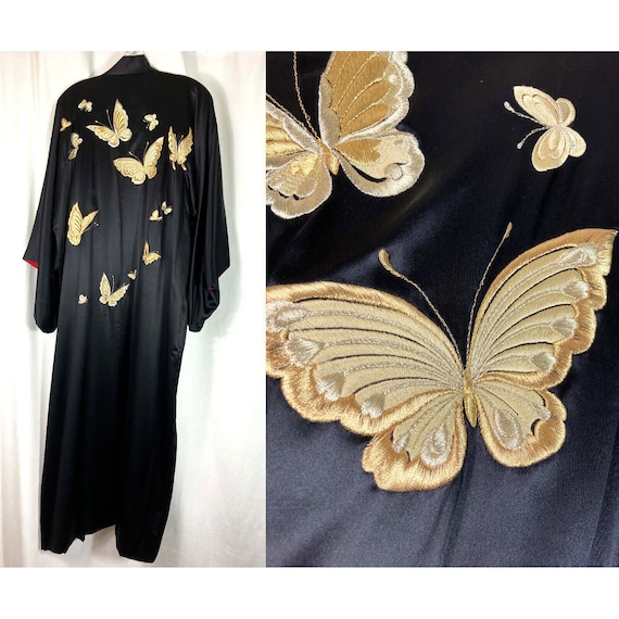 LUXURIOUS SILK SATIN Japan Embroidered Butterfly R
