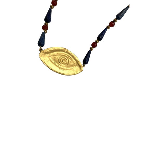 Artisan beaded eye of Horus Egyptian revival necklace View 4