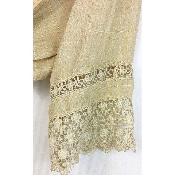 Antique Edwardian Ecru Raw Silk 1910 Bodice Lace … - image 3