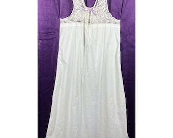 Edwardian - 20s nightgown Crochet yoke Ribbon Boho Festival Flapper