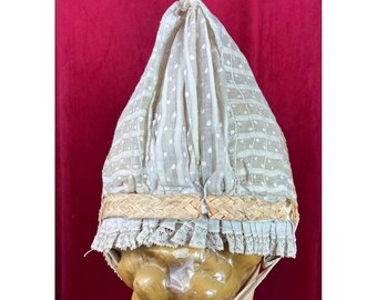 19th C Box Pleat Brim Swiss Dot Bonnet Victorian Folk ? 19th C Box Pleat Brim Swiss Dot Bonnet Victorian Folk ? - Etsy main image 3