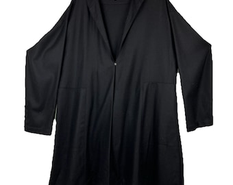 1 Eskandar 90 percent Wool 10 Percent Cashmere Cardigan Coat Jacket Tunic Black