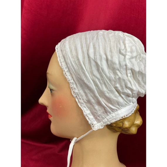 Early 19th C Antique Cotton Sleep  Bonnet Regency… - image 3