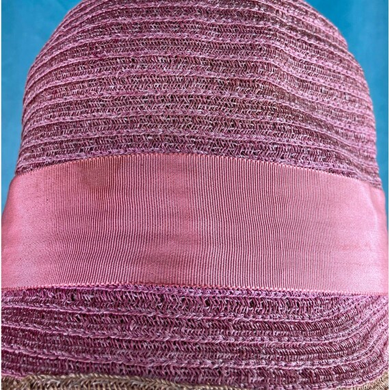 1920s  Bell Cloche Helmet Pink Straw 20s Flapper - image 3