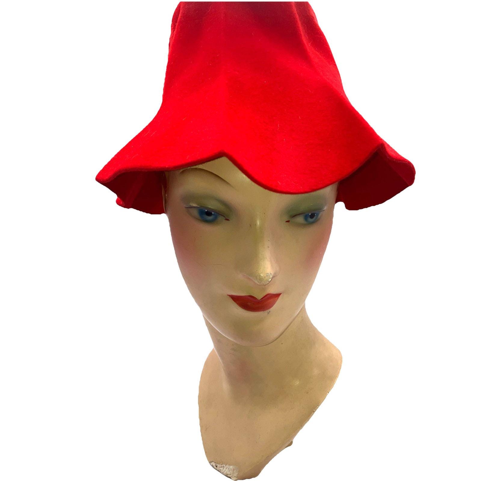 Vintage Mr. John Olive Wool Felt Studded Hat Avant Garde Art-to-Wear Sz S 7-3/8 Size 8 Vintage Hats for Women for sale | eBay main image 4