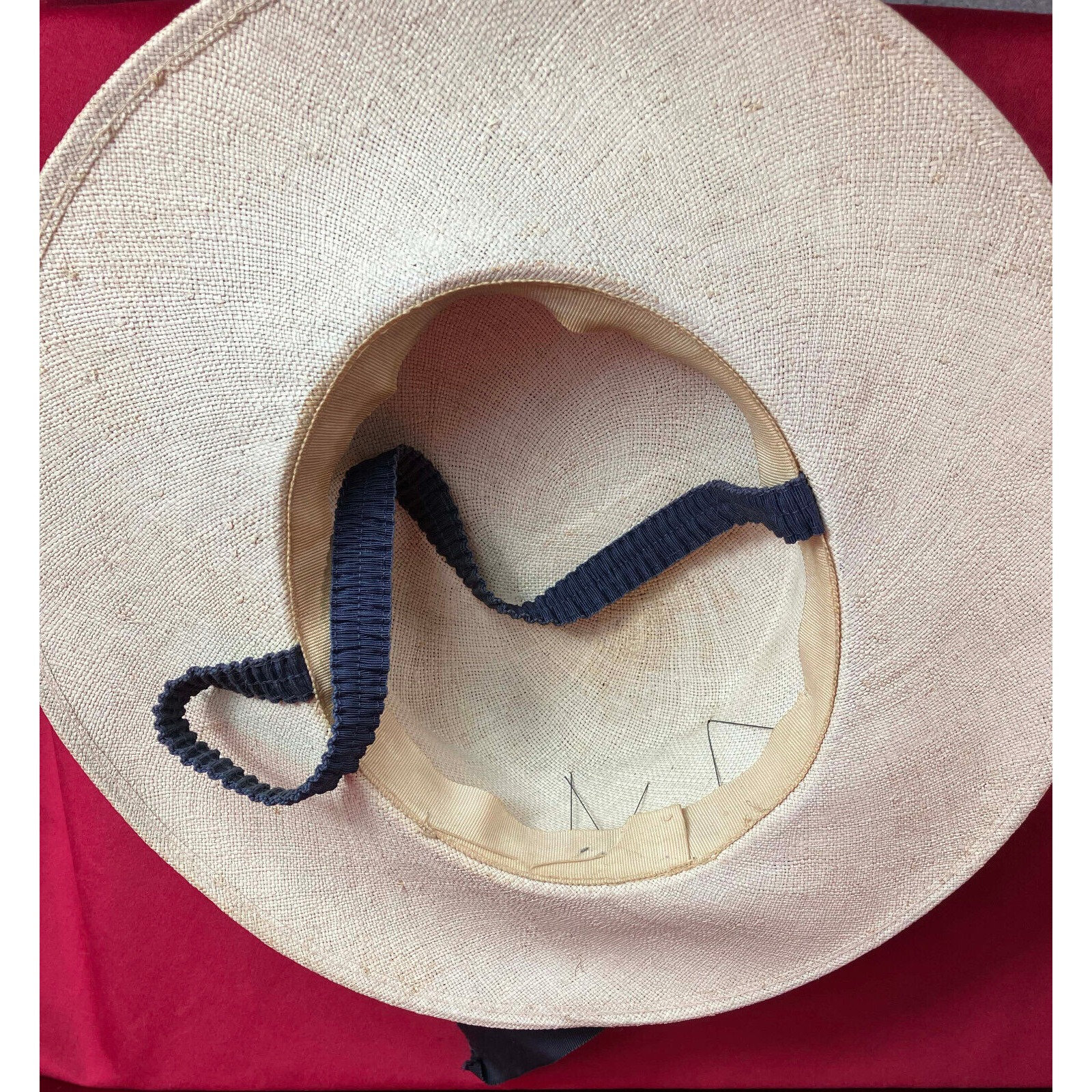 Vintage 1940s 40s Navy Lace Summer Straw Hat Perch Tilt Ribbon Train Blue Straw 1940s Vintage Hats for Women for sale | eBay main image 2