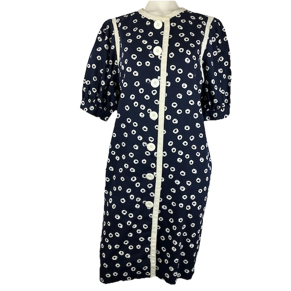 80s YSL Yves Saint Laurent Power Shoulder Dots Dress Vintage