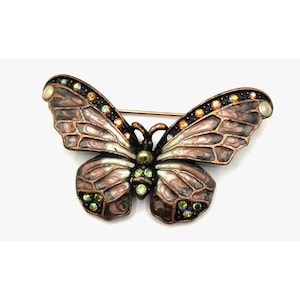VINTAGE Joan Rivers Butterfly Pin - Art Nouveau Bronze Copper