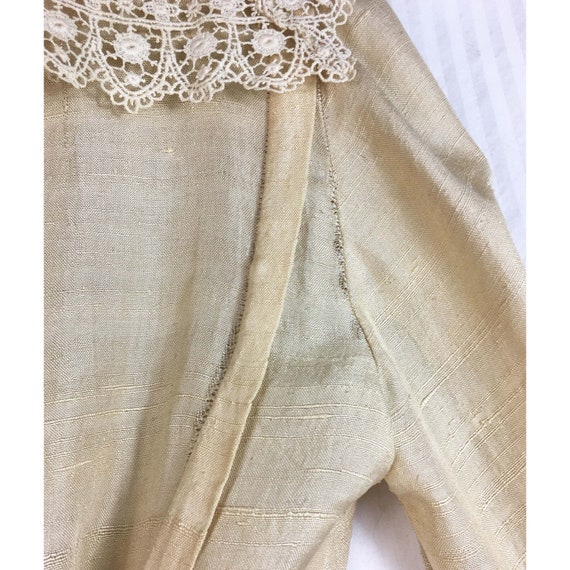 Antique Edwardian Ecru Raw Silk 1910 Bodice Lace … - image 5