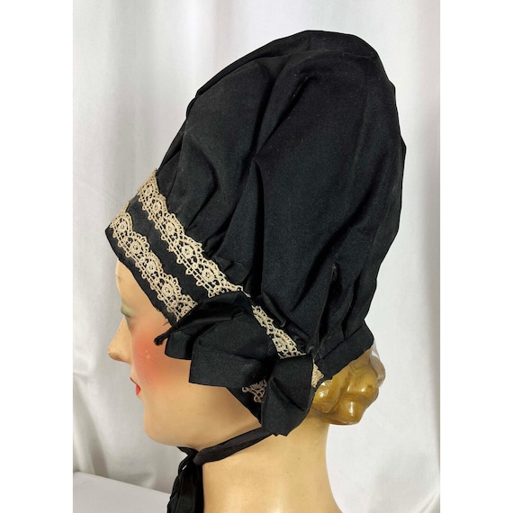 19th C Silk High Crown Bonnet Victorian Folk ? - image 2