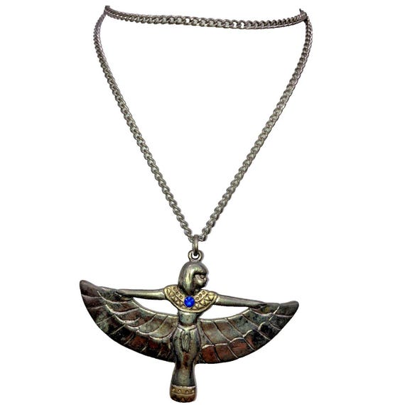 Isis spreading Wings Egyptian revival pendant necklace