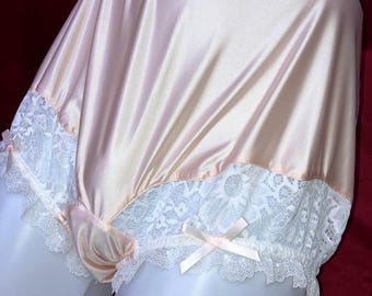 M L  Mushroom Gusset Granny Panty Silky Nylon Satin Brief Sissy Lounge Boudoir