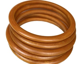 Set 5 Butterscotch Bakelite Bangle Bracelets Tested vintage