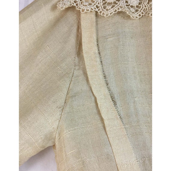 Antique Edwardian Ecru Raw Silk 1910 Bodice Lace … - image 6