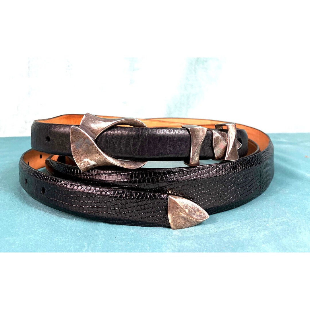Lot 2 Saddlebags Belt Michael Tatom Sterling Buckle Set 1 Lizard 1