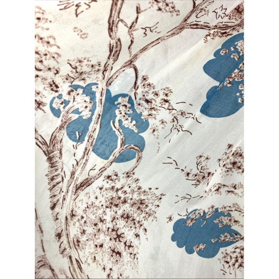 Vintage 1940s silk novelty print floral branch bl… - image 3