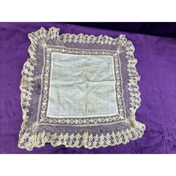 Antique Needle Bobbin Lace Wedding Handkerchief Victorian Edwardian