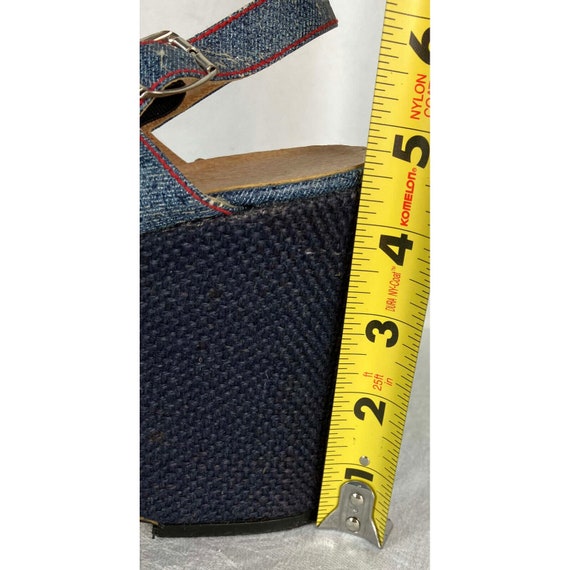 9 B M Vintage 70s Jeans Denim Wedge Platform Shoe… - image 4