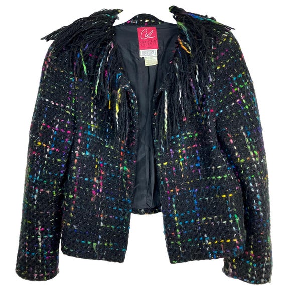 Christian Lacroix, RARE Christian Lacroix LUXE Bergdorf Tweed Suit Jacket Fringe Trim
