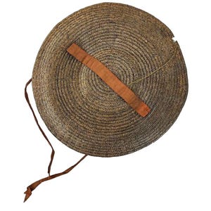 ULTRA RARE Museum Worthy 18th C Bergere Flat Crown Straw Hat C 1740 - 1780