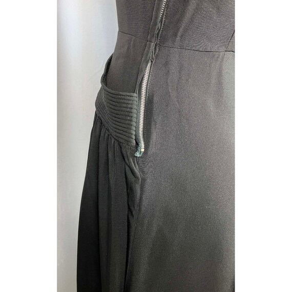 XS Vintage 1940s Shelf Pocket Day Dress Black Bow… - image 5