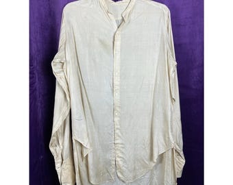 46 Chest  Men’s Beige Silk Shirt C 1920s 30s