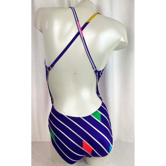 Sz 7 Early 80s Extreme Plunge Bust Swimsuit Swim … - image 2