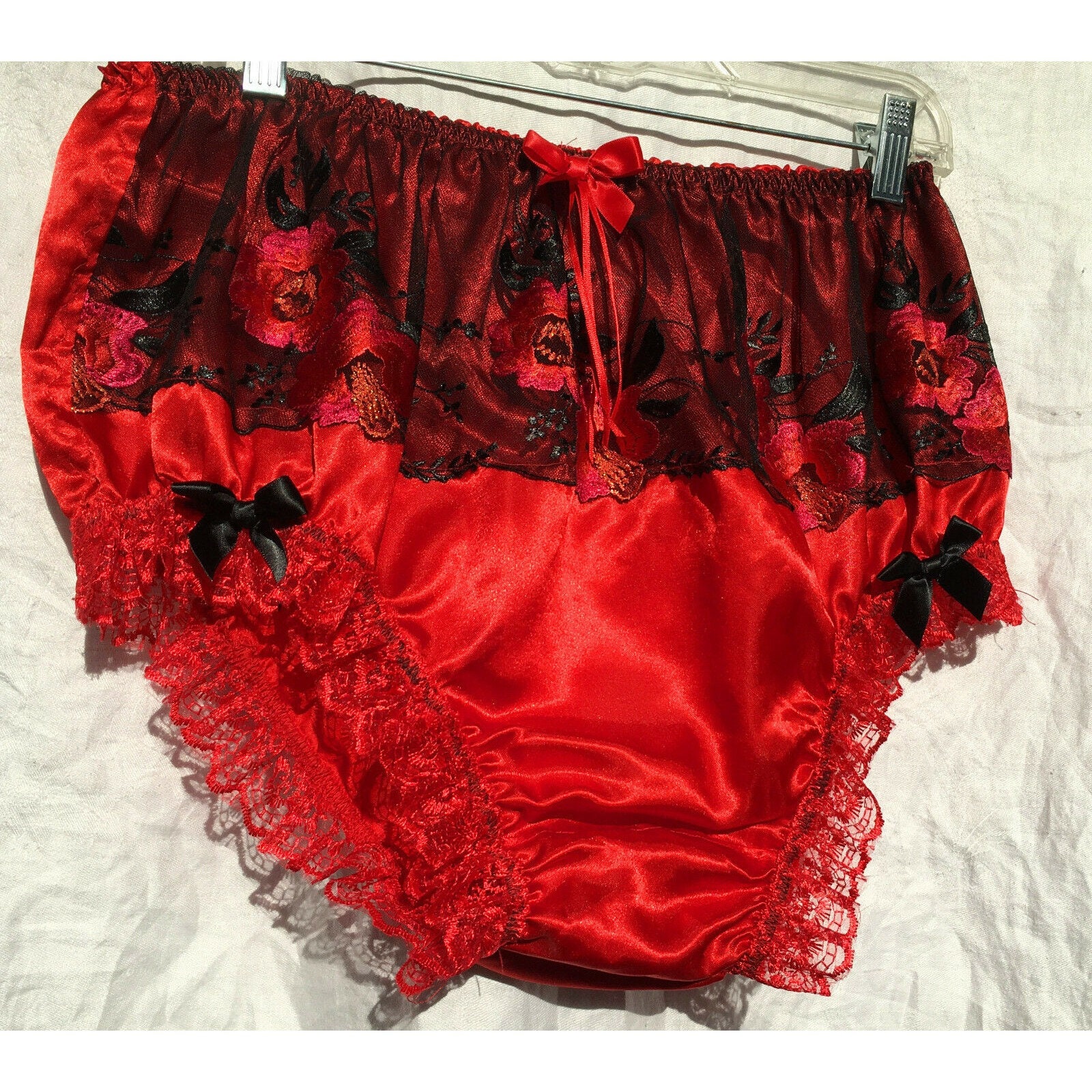 Silky 30 42 Waist Y2K Sissy Brief Granny Panty Red Satin - Etsy