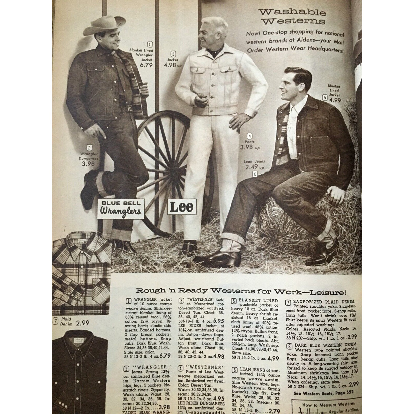 ALDENS Catalog Fall Winter 1959 Fashion Mens Womens Wrangler Lee 