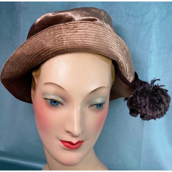 Vintage 60s 70s Balmain Panne Velvet Pierrot Hat … - image 1