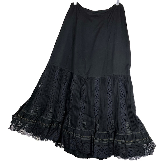 Antique 1900 Edwardian Fancy Lace Mourning Skirt … - image 1