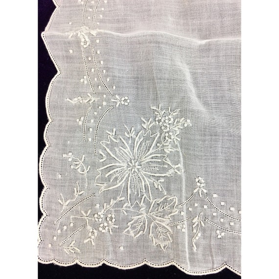 Antique Heavily Embroidered Wedding Handkerchief … - image 2