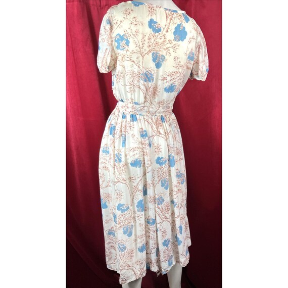 Vintage 1940s silk novelty print floral branch bl… - image 5
